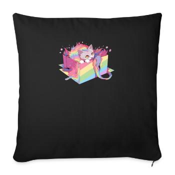 Cool Cat Lesbian Gay Pride LGBT Rainbow Community - Housse de coussin décorative 45 x 45 cm - noir - Devant