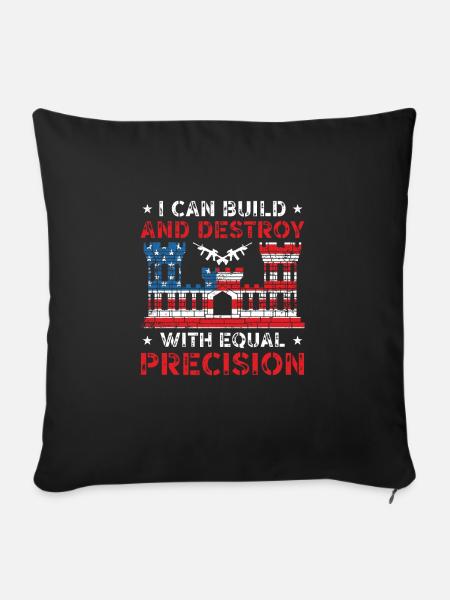 Combat Engineer Engineering Armee - Sofakissenbezug 45 x 45 cm - Schwarz