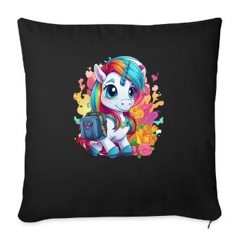 Unicorn Schoolchild School Enrollment Girl Gift - Sofa pillowcase 17,3'' x 17,3'' (45 x 45 cm) - black - Front