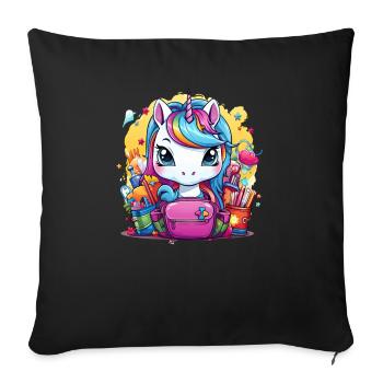 Unicorn Schoolchild School Enrollment Girl Gift - Sofa pillowcase 17,3'' x 17,3'' (45 x 45 cm) - black - Front