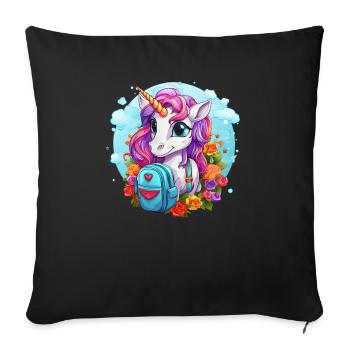 Unicorn Schoolchild School Enrollment Girl Gift - Sofa pillowcase 17,3'' x 17,3'' (45 x 45 cm) - black - Front