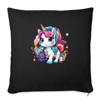Unicorn Schoolchild School Enrollment Girl Gift - Sofa pillowcase 17,3'' x 17,3'' (45 x 45 cm) - black - Front