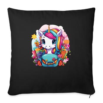 Unicorn Schoolchild School Enrollment Girl Gift - Sofa pillowcase 17,3'' x 17,3'' (45 x 45 cm) - black - Front