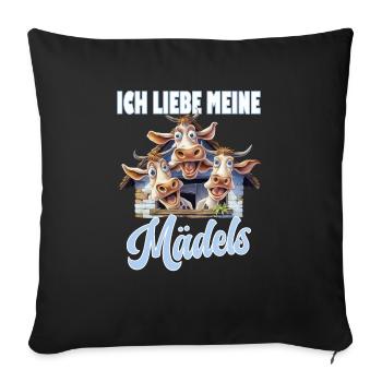 3 lustige Kühe mit Spruch - Sofakissenbezug 45 x 45 cm - Schwarz - Vorne