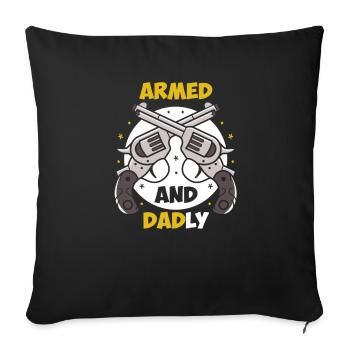 Armed and paternal Funny paternal fathers - Sofa pillowcase 17,3'' x 17,3'' (45 x 45 cm) - black - Front