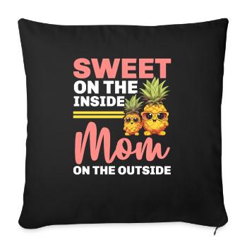 Pineapple Mom Hello Summer Motherhood Mothers Day - Sofa pillowcase 17,3'' x 17,3'' (45 x 45 cm) - black - Front