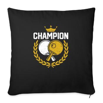 Champion Ping Pong Paddle Balls Drôle de Tennis de Table - Housse de coussin décorative 45 x 45 cm - noir - Devant