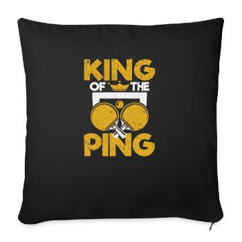 King Of The Ping Drôle Table de Tennis De Table - Housse de coussin décorative 45 x 45 cm - noir - Devant