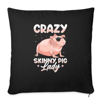 Cochon d’Inde sans poils Cochon maigre - Housse de coussin décorative 45 x 45 cm - noir - Devant