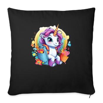 Licorne Schoolchild School Enrollment Girl Gift - Housse de coussin décorative 45 x 45 cm - noir - Devant