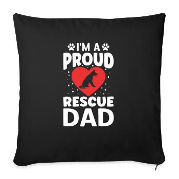 Je suis un fier père de sauvetage - Housse de coussin décorative 45 x 45 cm - noir - Devant