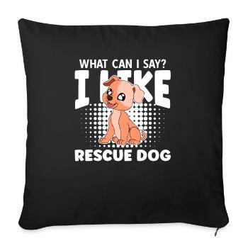 Que puis-je dire que j’aime Rescue Dog - Housse de coussin décorative 45 x 45 cm - noir - Devant