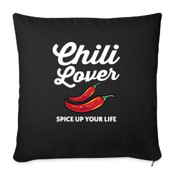 Poivrons rouges Nourriture épicée Drôle Chili Lover Spice Up Y - Housse de coussin décorative 45 x 45 cm - noir - Devant