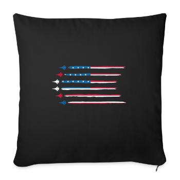 Pavillon américain Avion à réaction militaire Aviation - Housse de coussin décorative 45 x 45 cm - noir - Devant