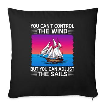 Captain Boat License Sailing Boat - Sofa pillowcase 17,3'' x 17,3'' (45 x 45 cm) - black - Front
