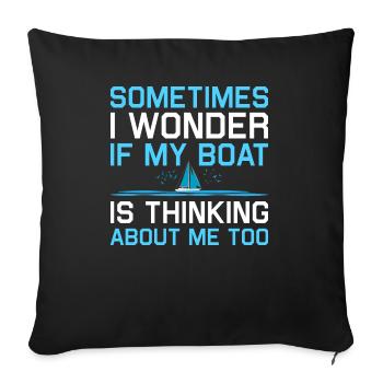 Captain Boat License Sailing Boat - Sofa pillowcase 17,3'' x 17,3'' (45 x 45 cm) - black - Front