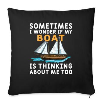 Captain Boat License Sailing Boat - Sofa pillowcase 17,3'' x 17,3'' (45 x 45 cm) - black - Front