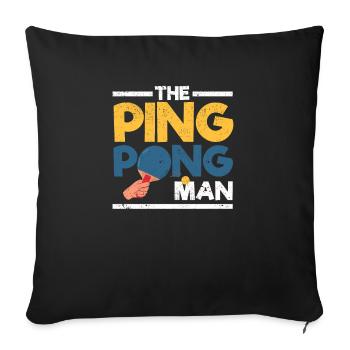 Le joueur de tennis de table drôle de Ping Pong Man - Housse de coussin décorative 45 x 45 cm - noir - Devant