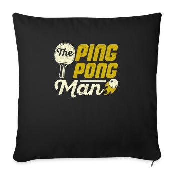 Le joueur de tennis de table drôle de Ping Pong Man - Housse de coussin décorative 45 x 45 cm - noir - Devant