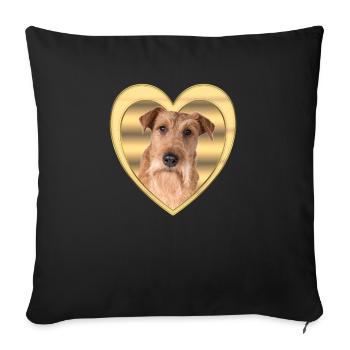 Irish Terrier - Hundeliebhaber - Hunde Herz - Sofakissenbezug 45 x 45 cm - Schwarz - Vorne