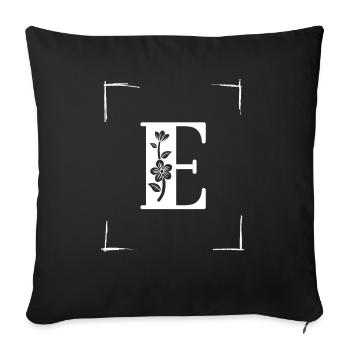 letter E initial - Sofa pillowcase 17,3'' x 17,3'' (45 x 45 cm) - black - Front