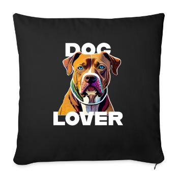 Amant des chiens American Stafford - Housse de coussin décorative 45 x 45 cm - noir - Devant