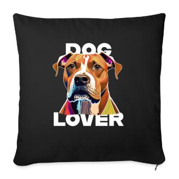 Amant des chiens American Stafford - Housse de coussin décorative 45 x 45 cm - noir - Devant