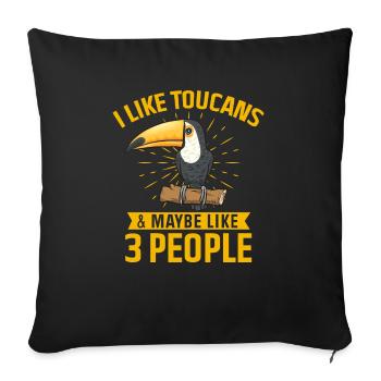 Toucan Bird Rainforest - Sofa pillowcase 17,3'' x 17,3'' (45 x 45 cm) - black - Front