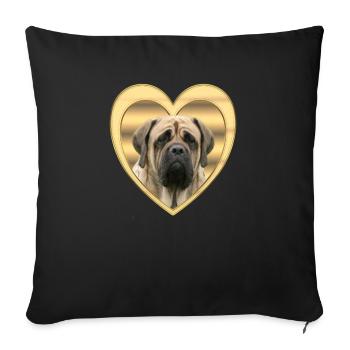 Mastiff - Amoureux des chiens - Cœur de chien - Housse de coussin décorative 45 x 45 cm - noir - Devant