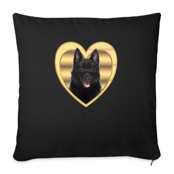Schipperke - Amoureux des chiens - Cœur de chien - Housse de coussin décorative 45 x 45 cm - noir - Devant