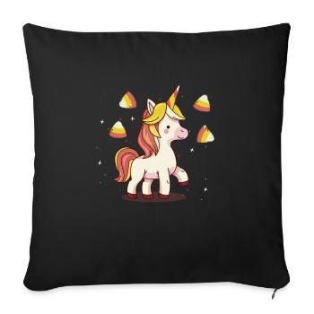 Einhorn Candy Corn Halloween Party Trick Or Treat - Sofakissenbezug 45 x 45 cm - Schwarz - Vorne