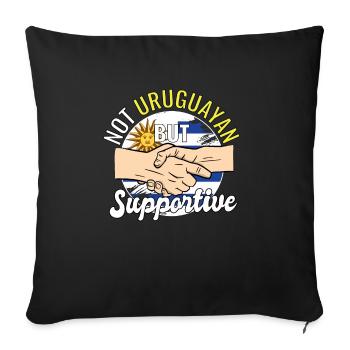 Pas uruguayen mais voyageur de campagne solidaire - Housse de coussin décorative 45 x 45 cm - noir - Devant