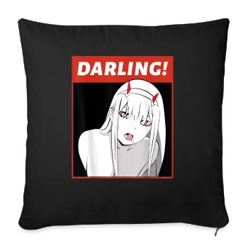 Anime Darling Arigato Senpai Hentai - Sofakissenbezug 45 x 45 cm - Schwarz - Vorne