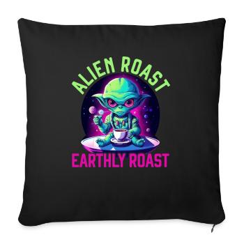 Alien Coffee Lover Caffeine UFO Extraterrestrial - Sofa pillowcase 17,3'' x 17,3'' (45 x 45 cm) - black - Front