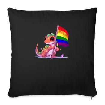Dinosaurier LGBT Stolz Transgender Regenbogen Flagge Wortspiel - Sofakissenbezug 45 x 45 cm - Schwarz - Vorne