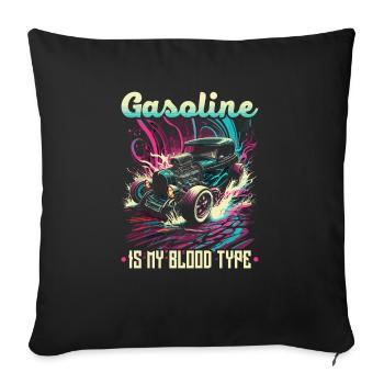 L’essence Hot Rod est mon groupe sanguin, rat de voiture musculaire - Housse de coussin décorative 45 x 45 cm - noir - Devant