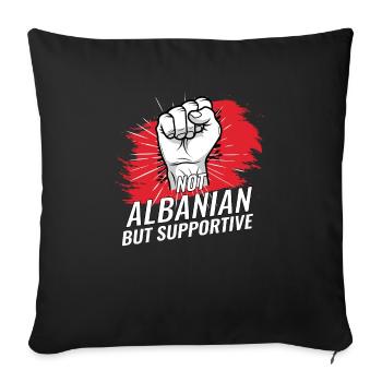 Pas albanais mais favorable au drapeau du pays albanais - Housse de coussin décorative 45 x 45 cm - noir - Devant