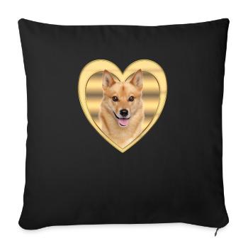 Finnischer Spitz - Hundeliebhaber - Hunde Herz - Sofakissenbezug 45 x 45 cm - Schwarz - Vorne