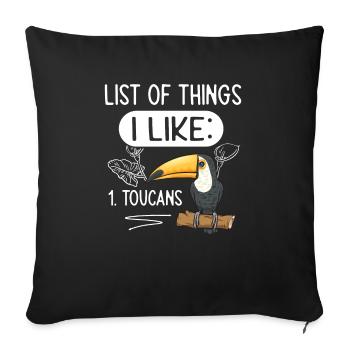 Toucan Bird Rainforest - Sofa pillowcase 17,3'' x 17,3'' (45 x 45 cm) - black - Front