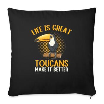 Toucan Bird Rainforest - Housse de coussin décorative 45 x 45 cm - noir - Devant