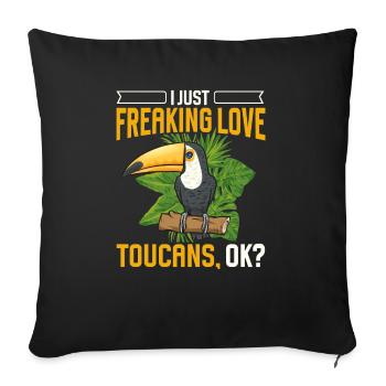 Toucan Bird Rainforest - Housse de coussin décorative 45 x 45 cm - noir - Devant