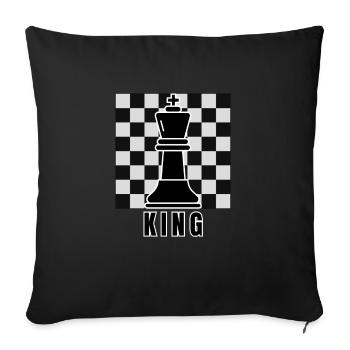 Roi noir, échecs, journée mondiale des échecs, jeu d’échecs - Housse de coussin décorative 45 x 45 cm - noir - Devant