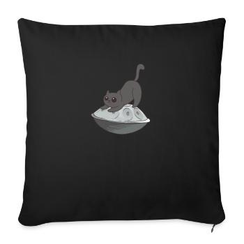 Handpan Cat Player Handpan - Housse de coussin décorative 45 x 45 cm - noir - Devant