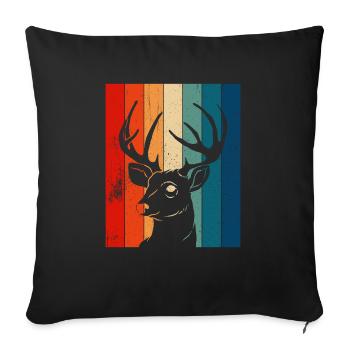 Rétro Taxidermiste Cerf - Housse de coussin décorative 45 x 45 cm - noir - Devant