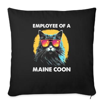 Maine Coon Employee Funny Cats Design - Sofa pillowcase 17,3'' x 17,3'' (45 x 45 cm) - black - Front