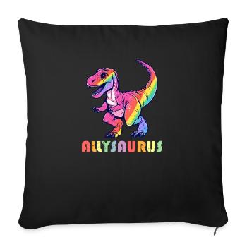 Dinosaure Allysaurus Drôle d’arc-en-ciel Transgenre Dino - Housse de coussin décorative 45 x 45 cm - noir - Devant