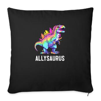 Allysaurus Dinosaur Rainbow Flag pour Ally LGBT Pun - Housse de coussin décorative 45 x 45 cm - noir - Devant