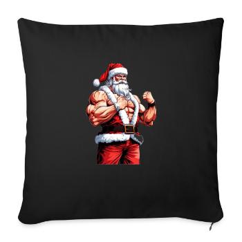 Santa's Swole Season: Christmas Bodybuilder - Sofa pillowcase 17,3'' x 17,3'' (45 x 45 cm) - black - Front