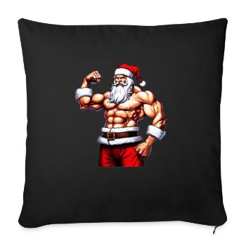 Iron Santa: Christmas Bodybuilder with Santa Weigh - Sofa pillowcase 17,3'' x 17,3'' (45 x 45 cm) - black - Front