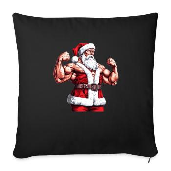 Santa's Liftmas List: Christmas Bodybuilder Santa - Sofa pillowcase 17,3'' x 17,3'' (45 x 45 cm) - black - Front
